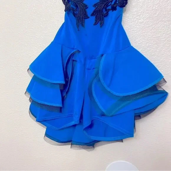 Kelle dance jazz lyrical costume electric blue black lace JUXTAPOSED 8218 LC